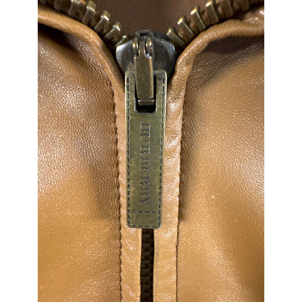 Designer x Burberry London x VTG Y2K Tan Leather Bomber Jacket Men’s EU 52/US L - Picture 8 of 16